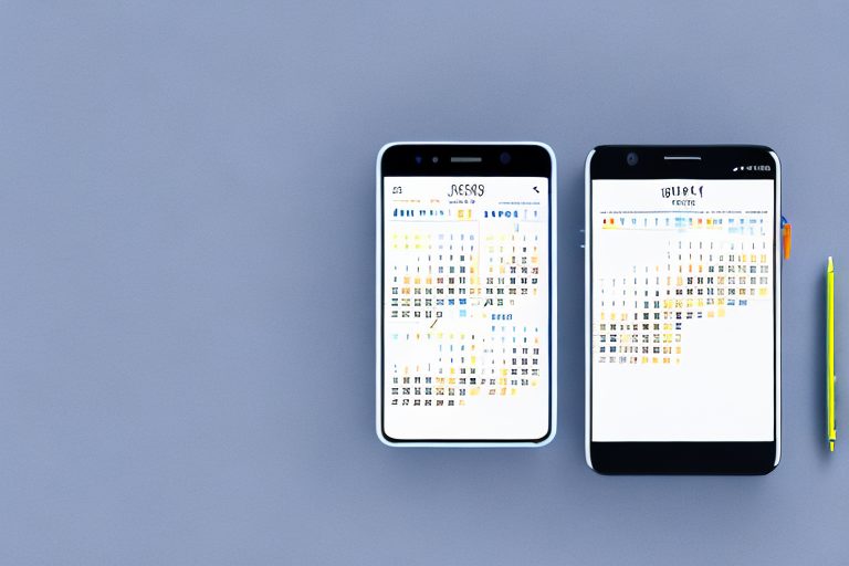 A smartphone displaying a bullet journal app with various features like calendar