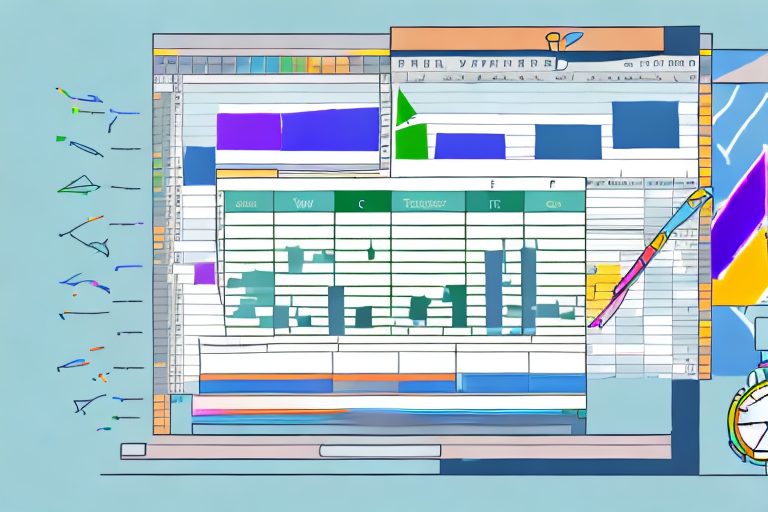 A dynamic excel spreadsheet filled with various productivity metrics and colorful graphs