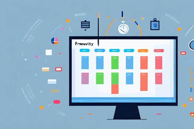 A computer screen displaying a productivity chart with upward trending lines