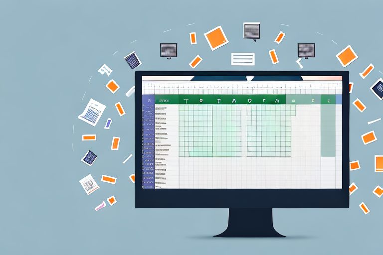 A desktop computer screen displaying an open excel spreadsheet with various productivity tracking columns