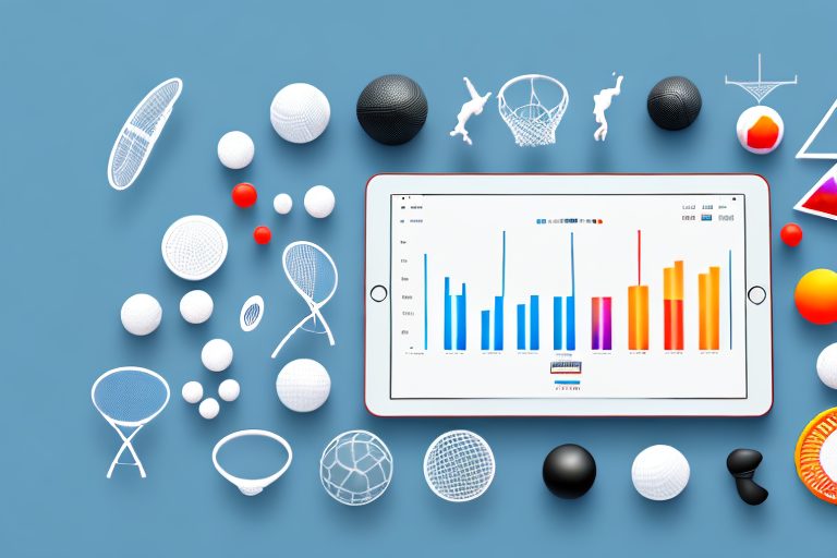 A digital tablet displaying various sports analytics and performance graphs