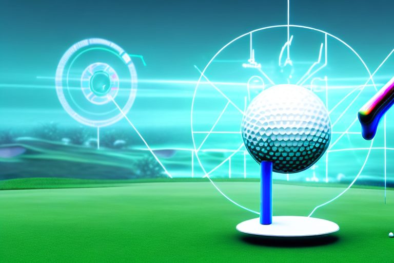 A futuristic ai device placed on a golf course