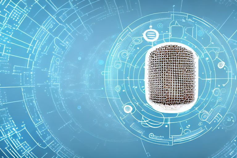 A microphone connected to a futuristic ai chip