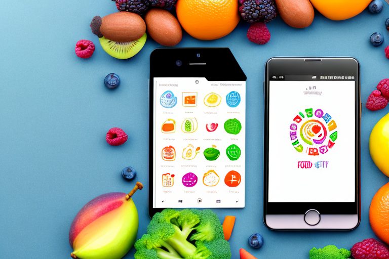 A smartphone displaying a colorful food journal app