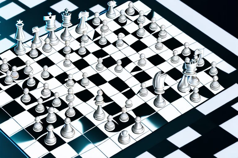 A digital chessboard with ai-themed chess pieces