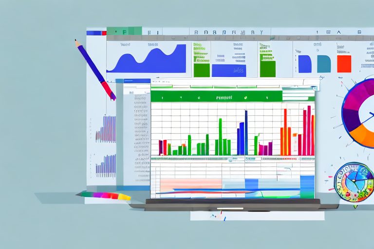 A dynamic excel spreadsheet with various productivity metrics and colorful graphs