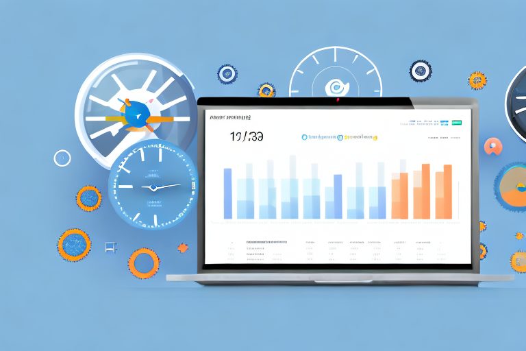 A chrome browser window displaying a productivity tracker dashboard with various graphs and charts