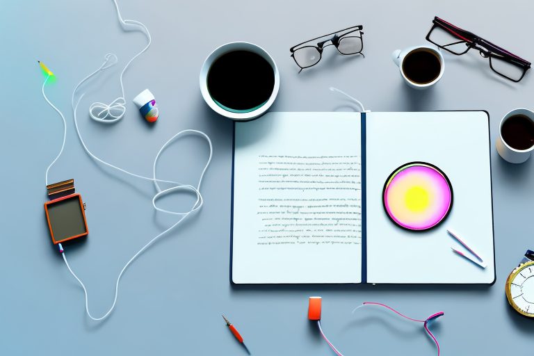 A brightly lit desk with a study lamp