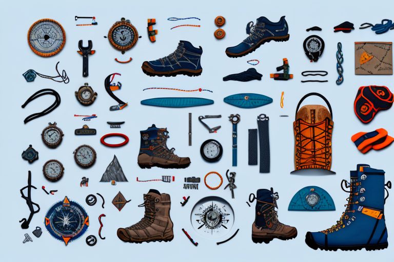 A mountain climber's gear such as a compass