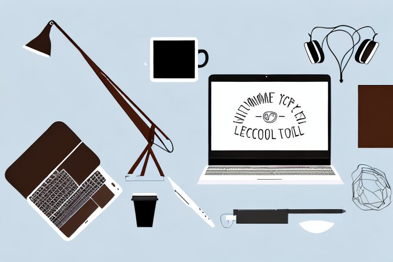 A home office setup with essential tools like a laptop