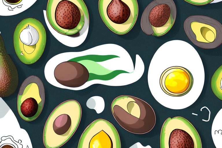 A variety of keto-friendly foods like avocados