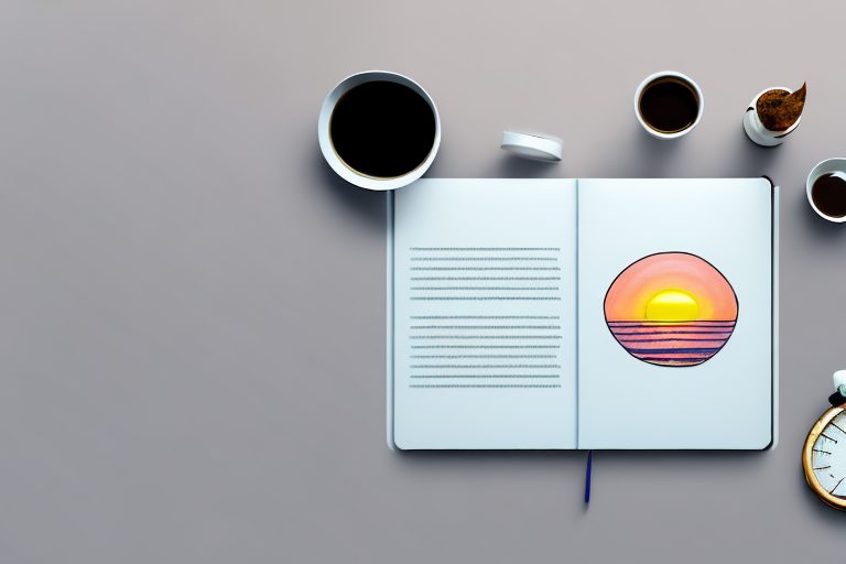 A desk set against a sunrise