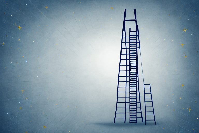 A ladder reaching towards a shining star