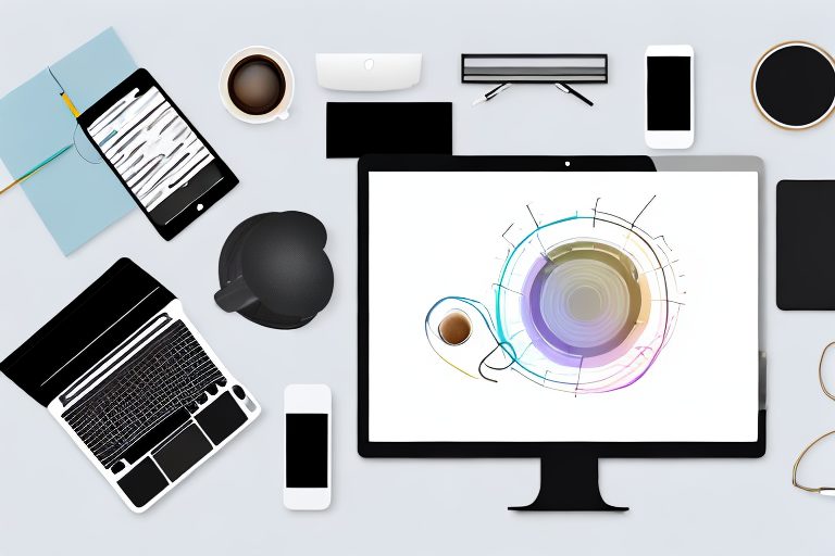 A well-organized office desk with various productivity tools such as a laptop