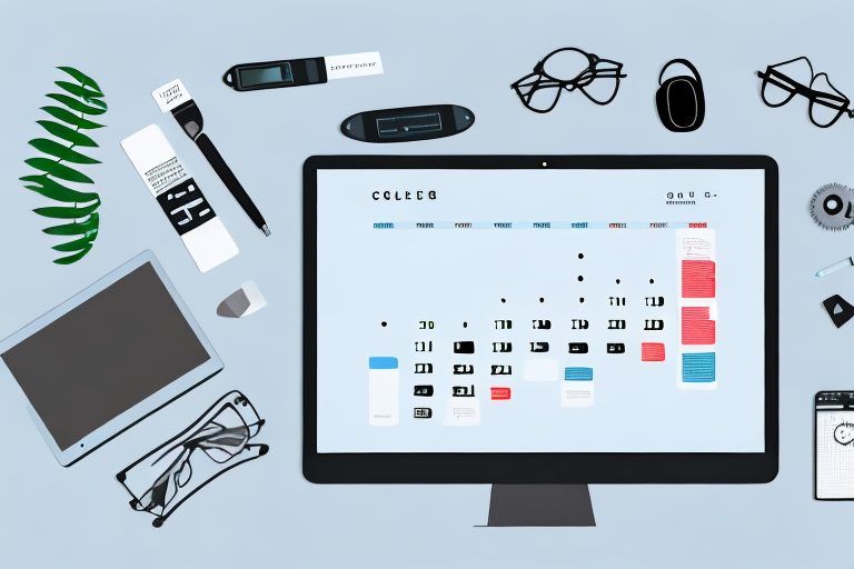 A desktop with various digital tools like a calendar