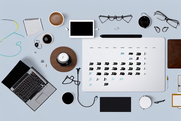 A well-organized desk with various tools such as a laptop