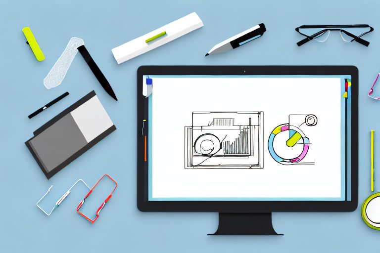 A desktop with various office tools like a stapler