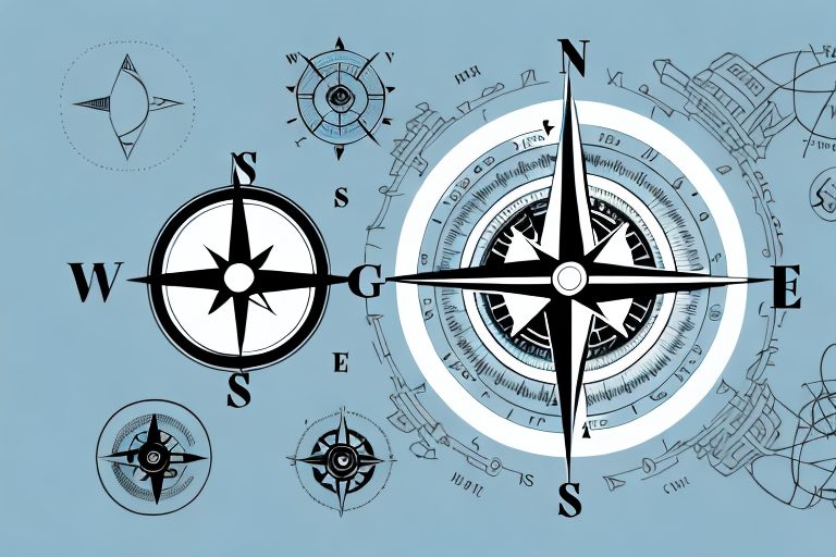 A compass surrounded by various fitness and business icons